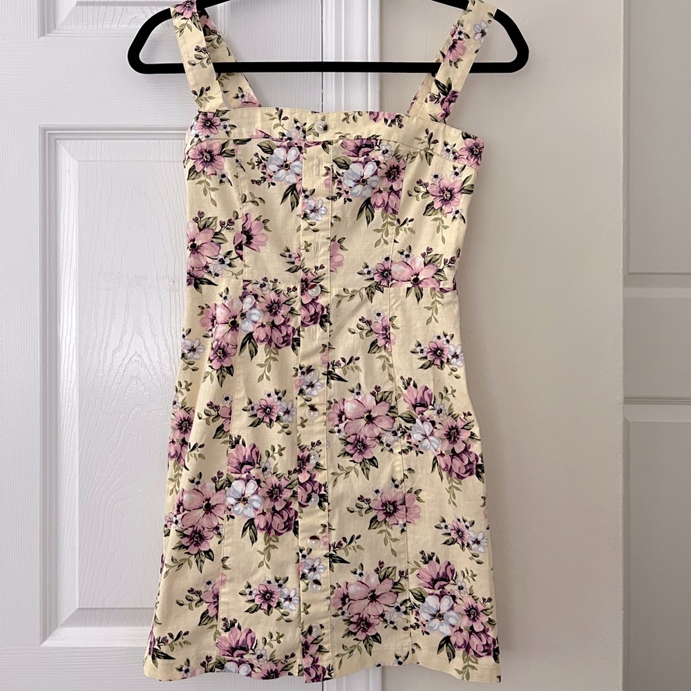 yellow floral mini dress